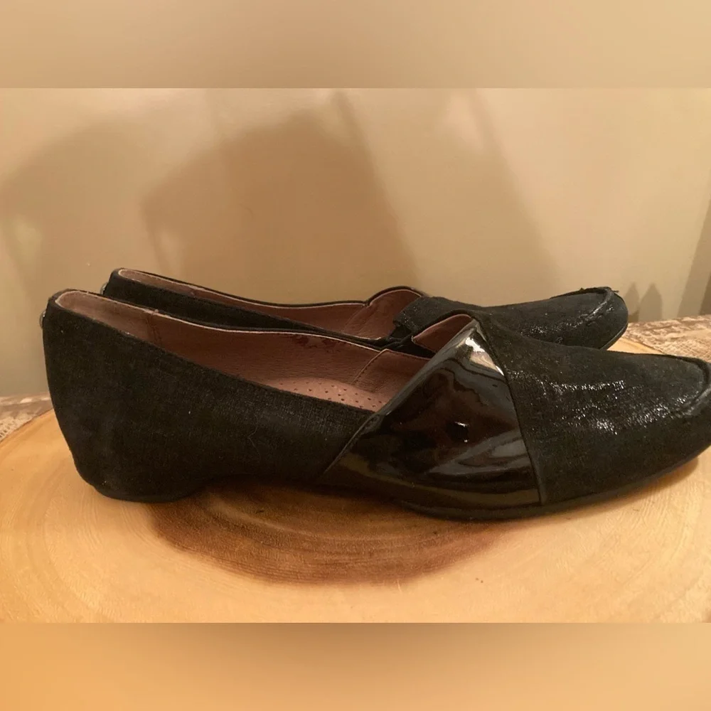 Donald J Pliner Sz 8‎ US Brix Black Mixed Media Slip On Comfort Loafers Shoes